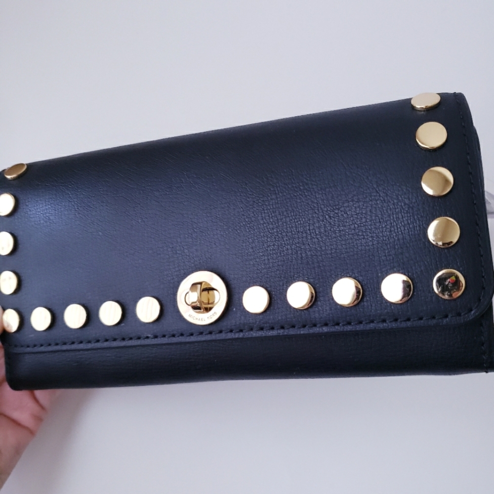 Michael Kors Rivington Stud Black Leather Wallet